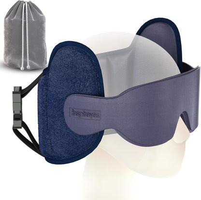 Inspireyes Travel Pillows for Airplanes, 360° Head Support for Long Flight, Soft Airplane Pillow with 3D Eye Mask for Sleeping, Stop Bobblehead, Airplane Headrest Gadgets, Light Black