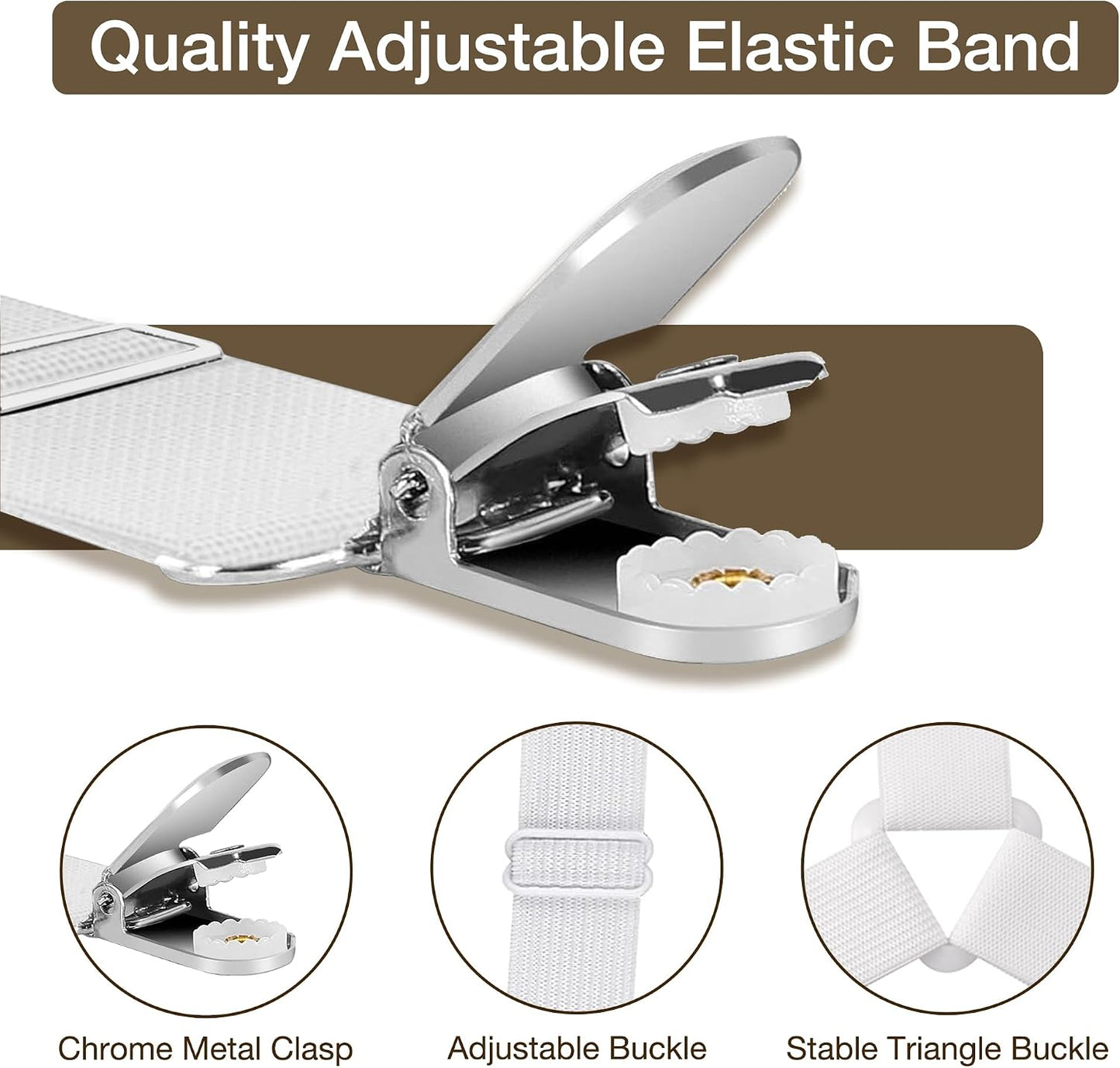 JELLYMONI Bed Sheet Straps, Adjustable Elastic Fasteners with Metal Clips, Fitted Bed Sheet Holders for Bed, Mattress Cover, Fitted Bed Sheets, Sofa Cushion