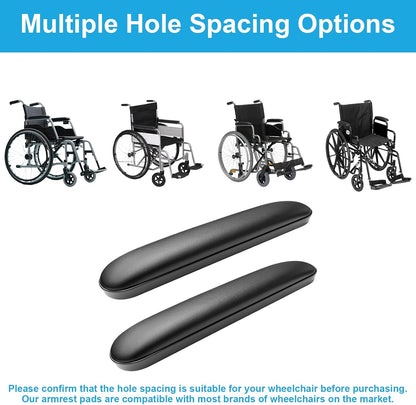 Wheelchair Armrest Pads, Premium Wheelchair Arm Pads, Wheelchair Armrest Replacement Accessories, Black (1 Pair) Compatible with All Brands(10-1/4")