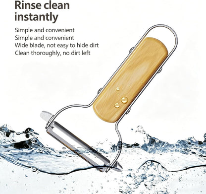 Large Y Veg Peeler, Wide Serrated Stainless Steel Blade Wood Handle | Practical cabbage peeler with built-in potato eye remover, lightweight compact kitchen tool. Ideal gift for home cooking