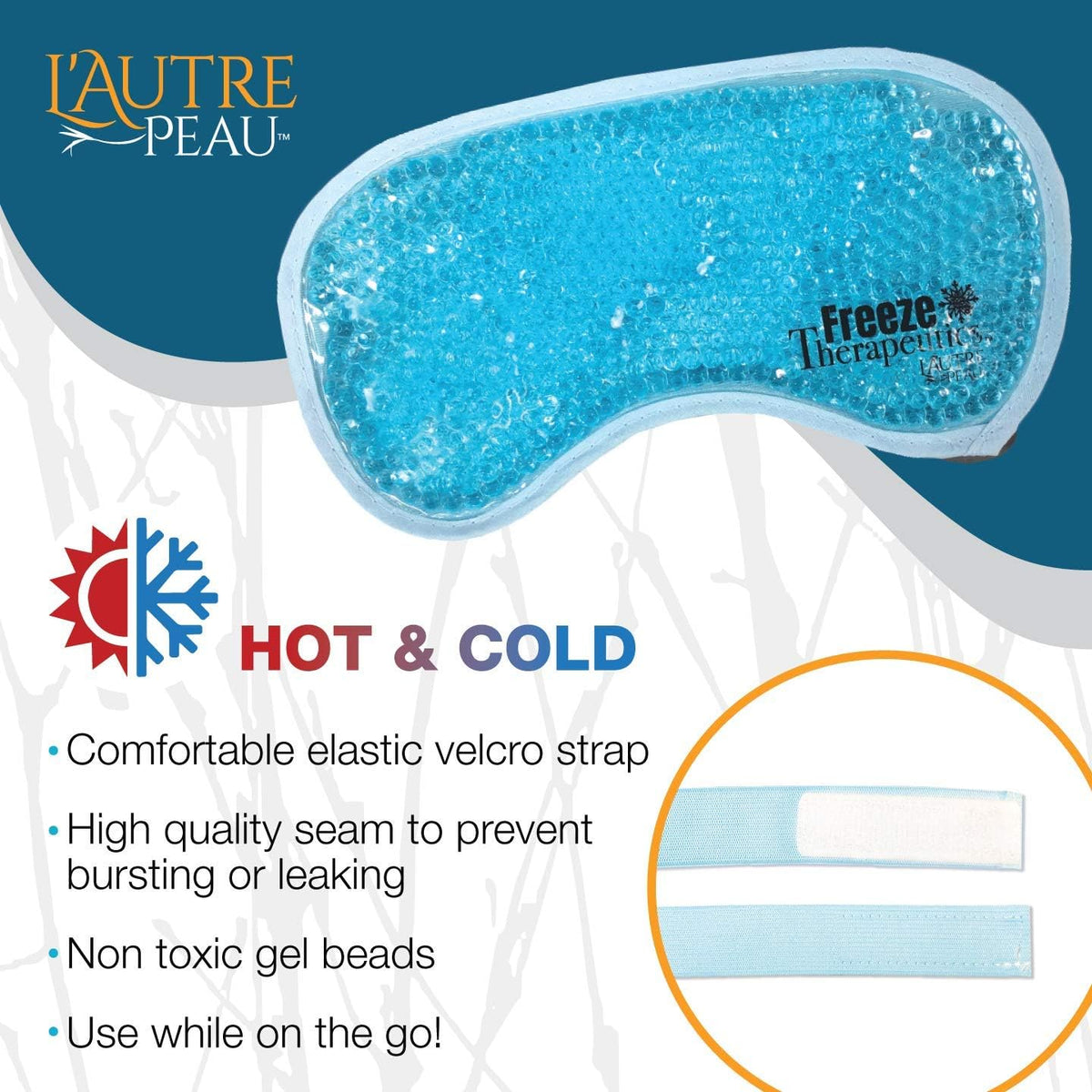 USA Merchant - 2 Redesigned Therapeutic Spa Gel Bead Eye Masks - Hot/Cold Reusable Ice Packs with Flexible Beads - Compress Therapy for Puffy Eyes, Dark Circles, Headaches, Migraines, Stress Relief