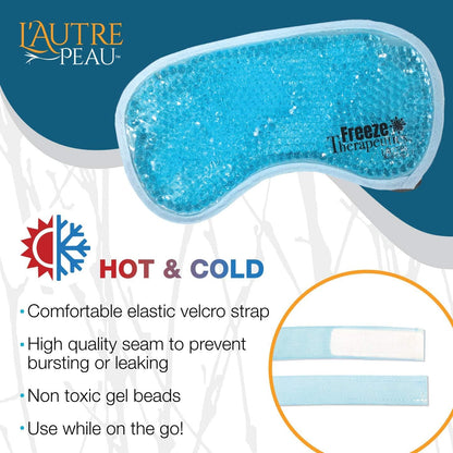 USA Merchant - 2 Redesigned Therapeutic Spa Gel Bead Eye Masks - Hot/Cold Reusable Ice Packs with Flexible Beads - Compress Therapy for Puffy Eyes, Dark Circles, Headaches, Migraines, Stress Relief