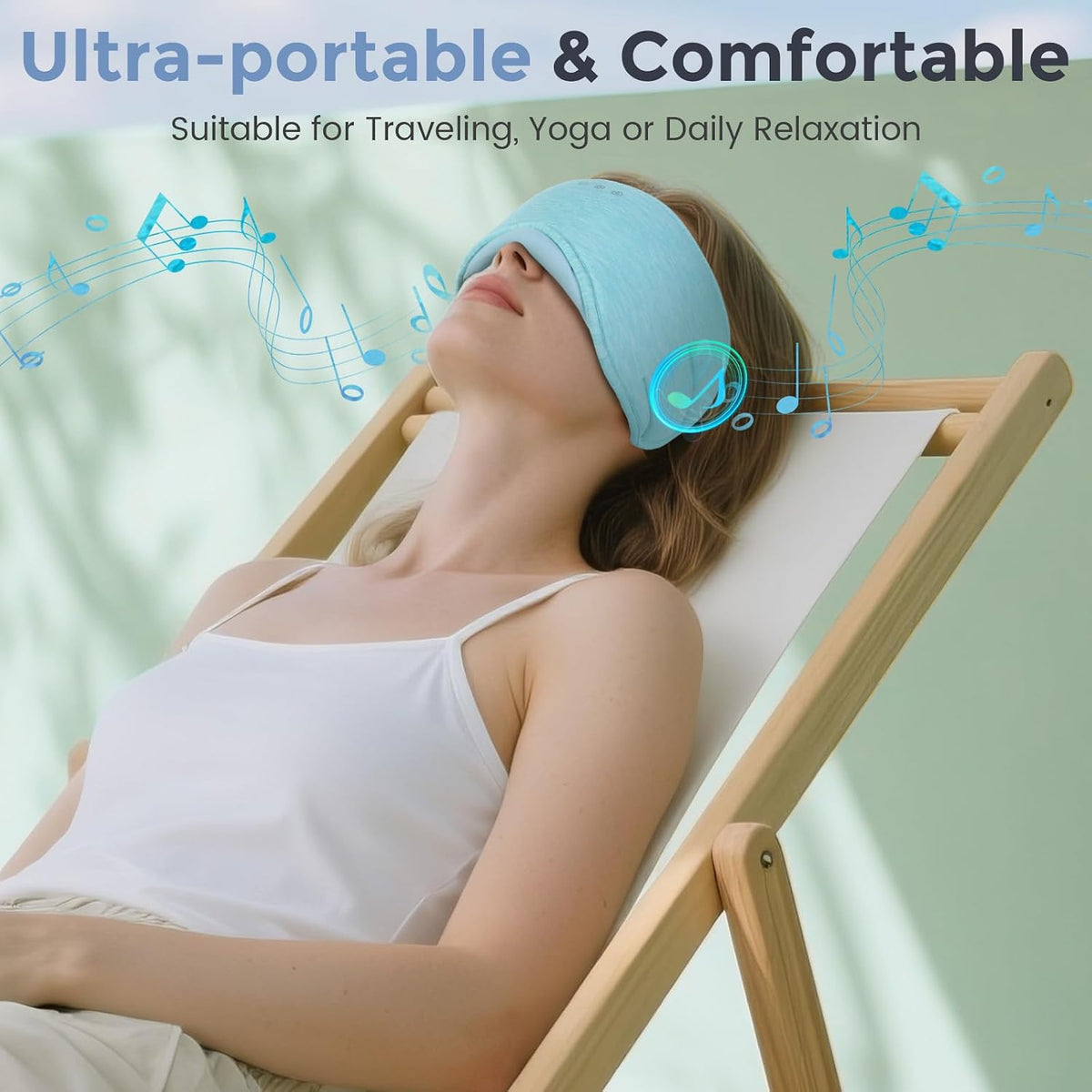 Sleep Headphones with Bluetooth 5.4 Sleep Mask, Bamboo Cotton Music Wireless Bluetooth Eye Mask for Sleeping, Earphones HD Speaker Microphone for Travel