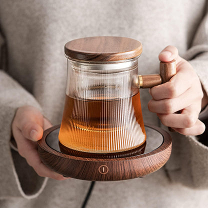 Coffee Mug Warmer for Desk, 36W Fast Heating, Keep Every Sip Warm | 3 Temperature Settings, 4-Hour Auto Shut Off, Elegant Wood Design for Coffee, Tea & Milk, Perfect Office Coffee Companion