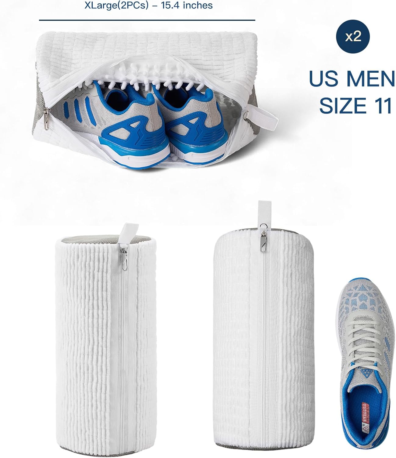 4 PCs Shoe Washing Machine Bag, Upgraded Lock-Zipper Design, 360° Deep Clean for Sneakers, Tennis Shoes and Slippers, Quiet Shoe Laundry Bag for Washer and Dryer (4 PACK)