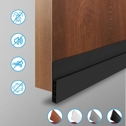Ainiv Door Draft Stopper Under Door Seal, 2" W x 39" Cutable Soundproof Door Seal, Adhesive Under Door Sweep Weather Stripping Soundproof Kit, Under Door Draft Stopper Seals Anti-Collision-Black