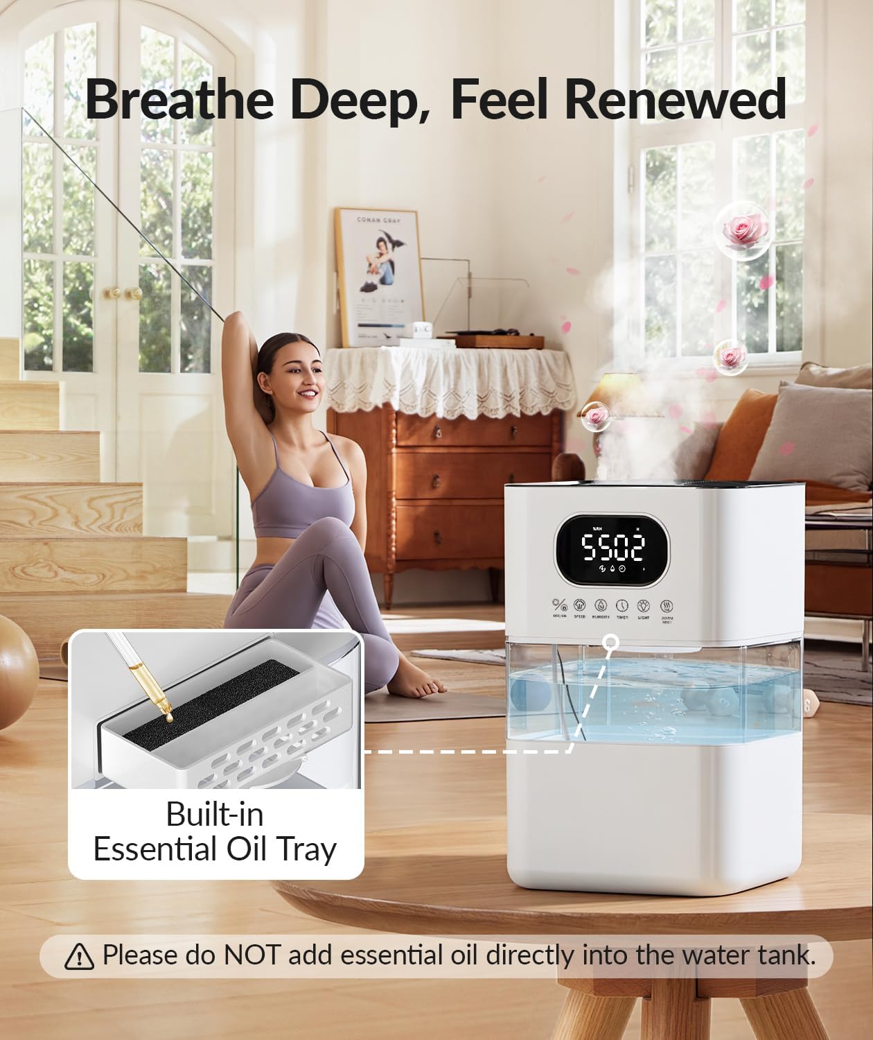 AreShark Humidifier Large Room, 2.2 Gal/8.5L Cool Warm Mist Air Humidifiers for Bedroom, 65H Runtime, Humidity Setting, Easy to Clean, Top Fill, 30dB Quiet, 550ft² Coverage, for Plants, Adults, Kids