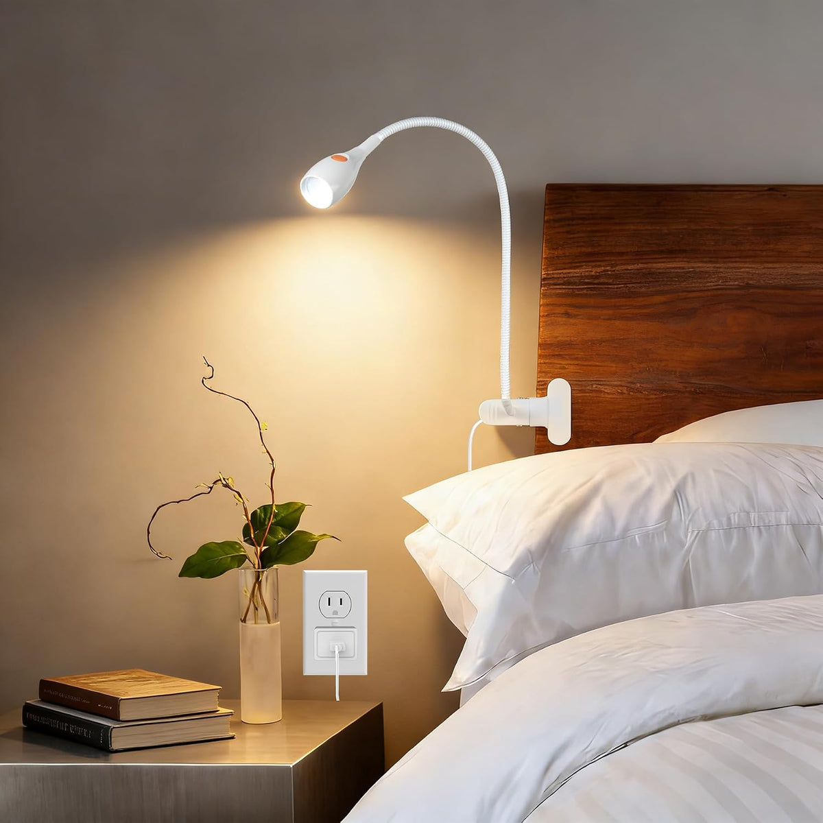 acegoo Minimalist Clip On Reading Light, Head Switch Headboard Book Lamp