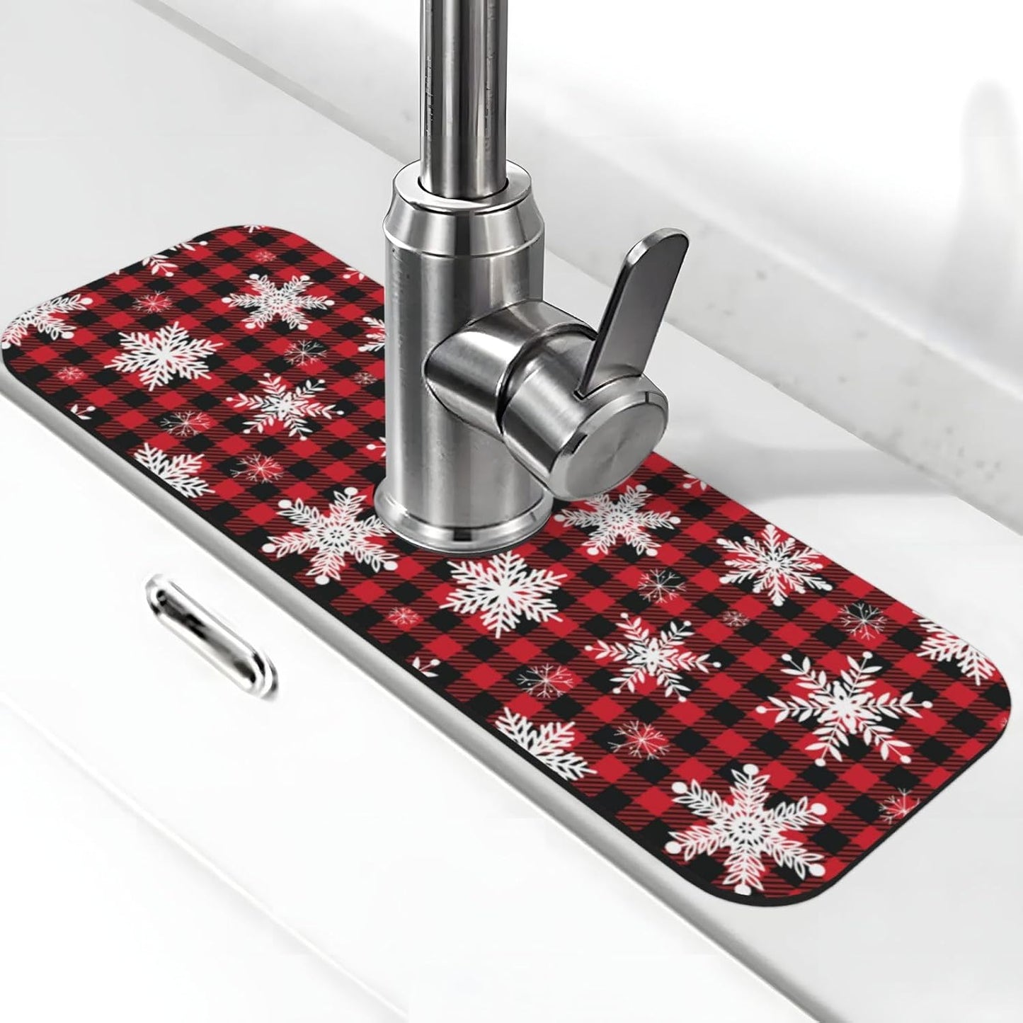 Abstract Flower Blooming Floral Watercolor Kitchen Sink Splash Guard Faucet Mat Super Absorbent Fast Drying Mat Sink Gadgets-Fast Drying Pad Sink Mat For Kitchen Bathroom (15" X 5.5" )