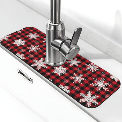 Abstract Flower Blooming Floral Watercolor Kitchen Sink Splash Guard Faucet Mat Super Absorbent Fast Drying Mat Sink Gadgets-Fast Drying Pad Sink Mat For Kitchen Bathroom (15" X 5.5" )