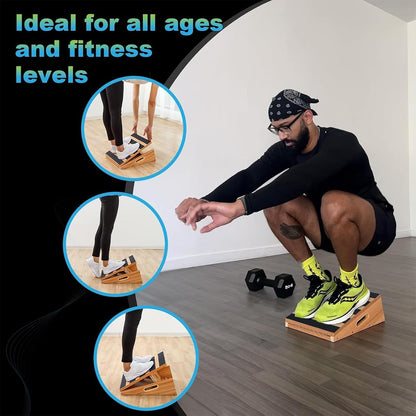 StrongTek Wooden Slant Board, Adjustable Incline, Side Handles, Non-Slip | Standard and XL Sizes, Full or Partial Non-Slip Surfaces, Side Carry Handle, Calf and Ankle Stretching, Squats and Rehab