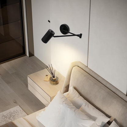 Swing Arm Wall Sconce Adjustable Wall Mount Reading Light Headboard Lamp, Modern Hardwired Sconces GU10 Wall Swivel Spot Lights for Bedroom Bedside Living Room Study