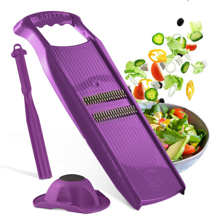 Börner Roko PowerLine Vegetable Slicer Set (2-piece) • Fine Julienne Cutter for Fruit and Vegetables + Safety Guard • Julienne Slicer • Mandoline Slicer Set • Kitchen Slicer (Red)