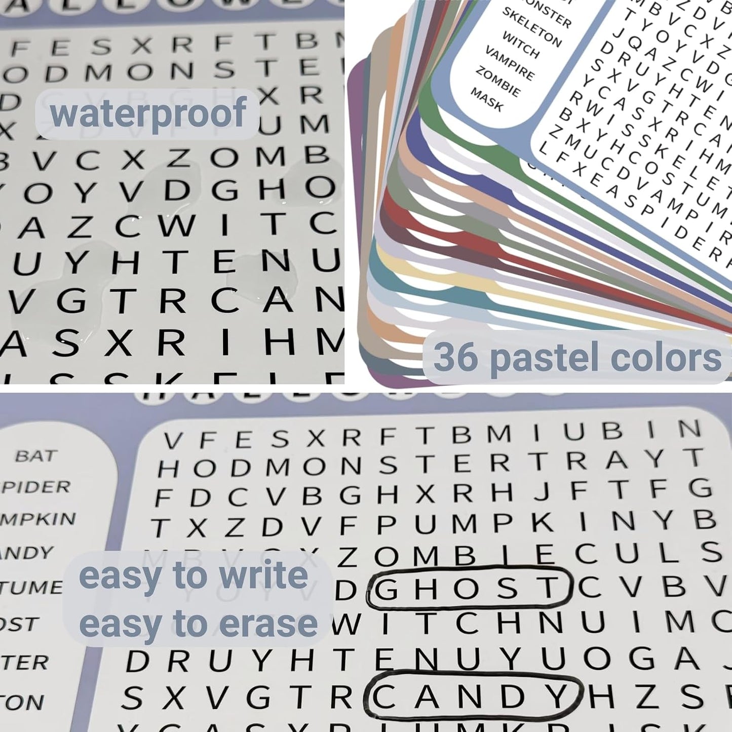 12 or 36 Pcs Reusable Word Search Cards for Dementia Game-Dementia Activities for Seniors with Alzheimer's-Elderly Alzheimer's Toys-Large Print Word Search Books (12 Reusable Word Search Card)