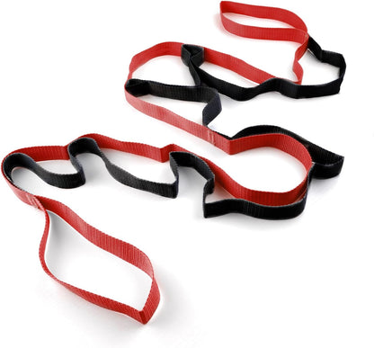 10 Loop Yoga Stretching Strap for Physical Therapy - Non-Elastic Exercise Band for Pilates, Yoga, Stretching for Women & Men