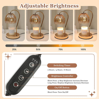 Electric Candle Warmer Lamp with Timer & Dimmer, Gray Tulip Lampshade