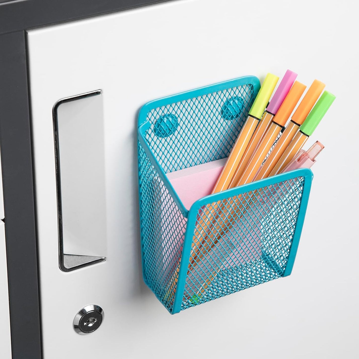 Magnetic Pencil Holder,Mesh Stainless Steel Pen Basket, Metal Writing Utensil Storage Organizer for Whiteboard,Blackboard,Kitchen, Locker, Home, or Office | Metal Writing Utensil Storage Organizer for Whiteboard,Blackboard,Kitchen, Locker, Home, or Office