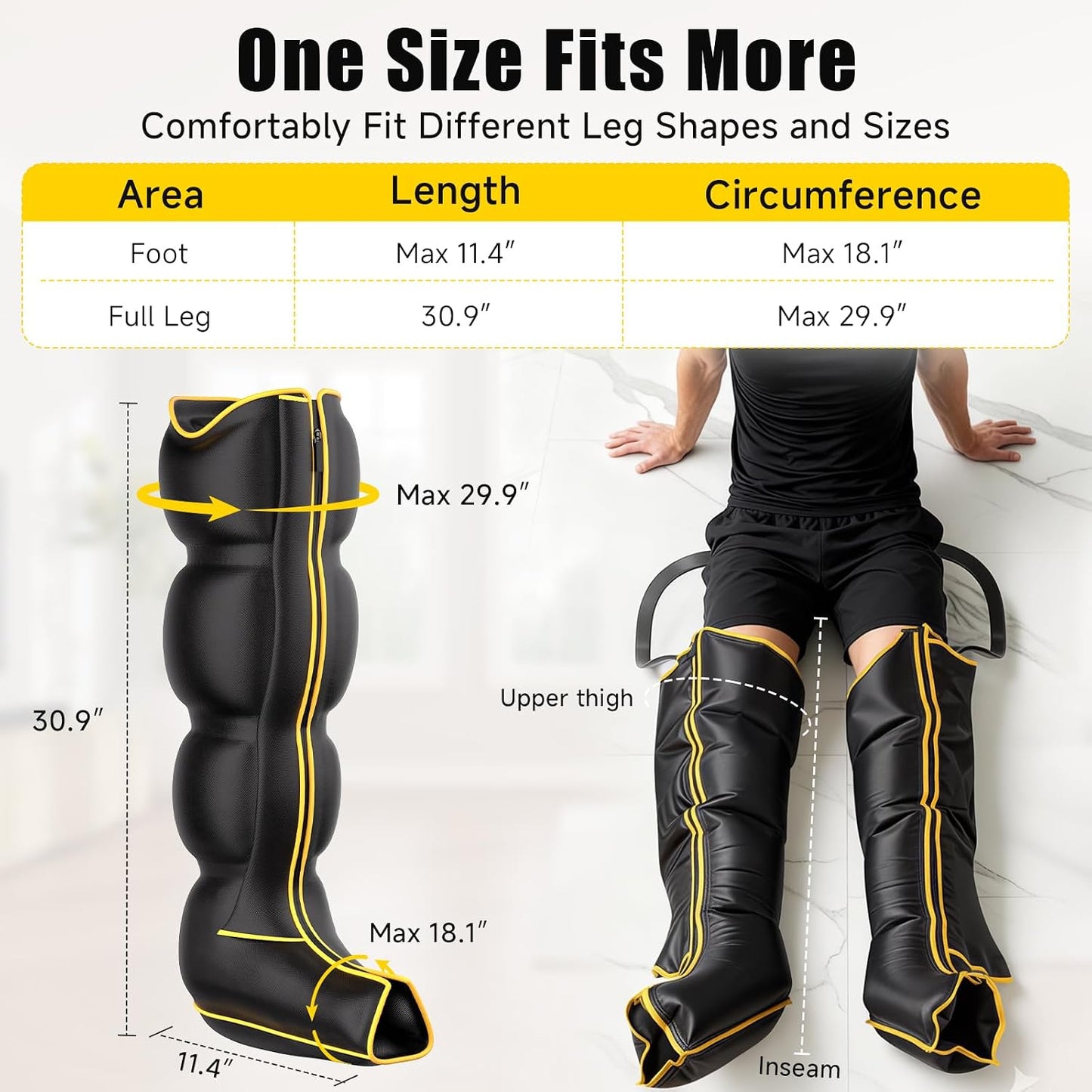 Air Compression Leg Massager, Professional Sequential Foot & Full Leg Massager for Circulation and Pain Relief, Fast Recovery Compression Boots for Athletes, Gifts for Men Women