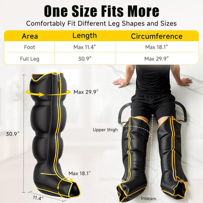 Air Compression Leg Massager, Professional Sequential Foot & Full Leg Massager for Circulation and Pain Relief, Fast Recovery Compression Boots for Athletes, Gifts for Men Women