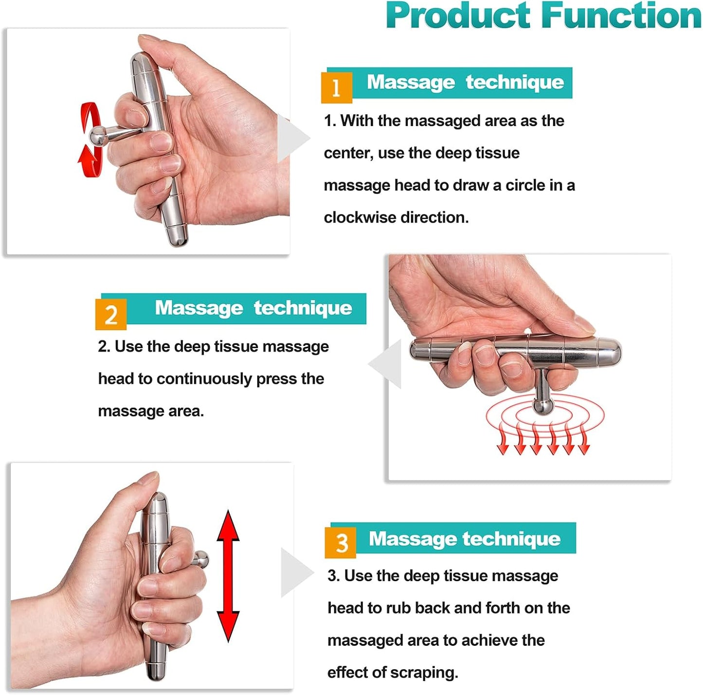 2 in 1 Trigger Points Massage Tool Stainless Steel T-Bar Deep Tissue Massage Tool for Pain Relief Full-Body Fascial Relaxation – Ideal for Shoulders, Neck, Legs, and Arms – Perfect for Sports Therapy