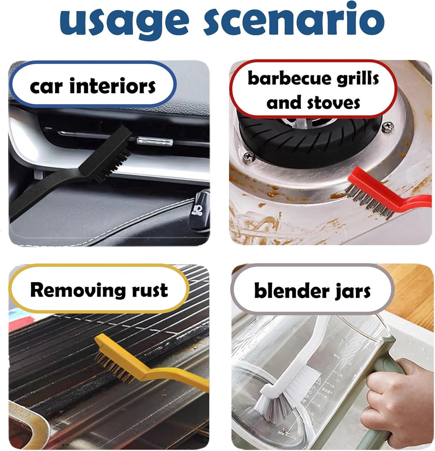 Betanull Crevice Cleaning Brush Set, Multi-Purpose Hard Bristle Brushes | for Deep Cleaning Kitchen, Bathroom, Grout, Sink, Cup, Teapot, Bottle, Blender, Corners, Tight Spaces & More