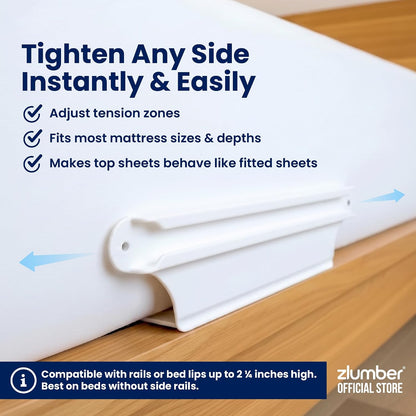 The Original USA Patented ZlumberLock - Secure Sheet Holder with Heavy-Duty Mattress Straps – No More Loose Bedding, Universal Fit, Easy One-Time Installation