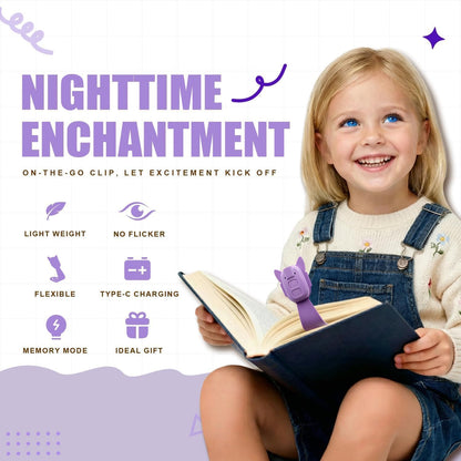Rechargeable Kids Book Light, Cute Bookmark Reading Light for Kids, Dimmable Portable LED Book Light for Reading in Bed, Eye-Caring Bedtime Reading Lamp for Children & Travel, Brown