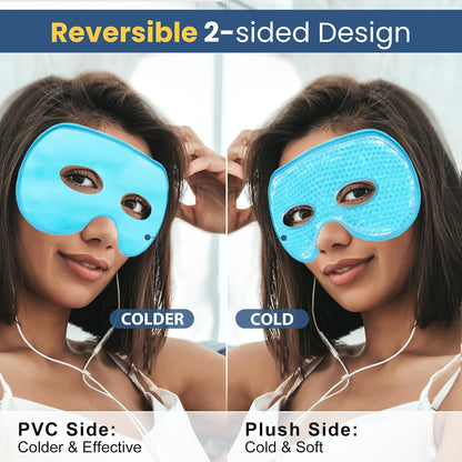 BeeVines Cooling Eye Mask, XL Jumbo Size Freezer Gel Eye Masks (2 Pack)