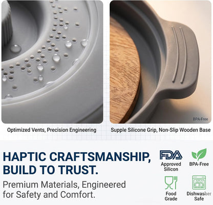 Microwave Cover for Food, 2-in-1 Microwave Splatter Cover with Anti-Scald Base Plate, Collapsible Microwave Food Cover for Reheating & Meal Prep, Magnetic Microwave Splatter Cover Alternative