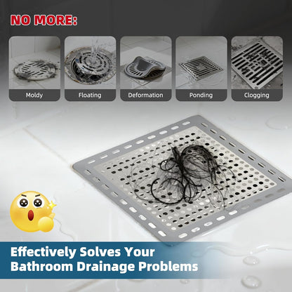Hibbent Upgraded Shower Drain Hair Catcher for Bathroom Floor 4" Drain, Anti-Clogging Shower Drain Cover, Stainless Steel & Silicone Drain Strainer with Handle, Shower Drain Protector, Grey