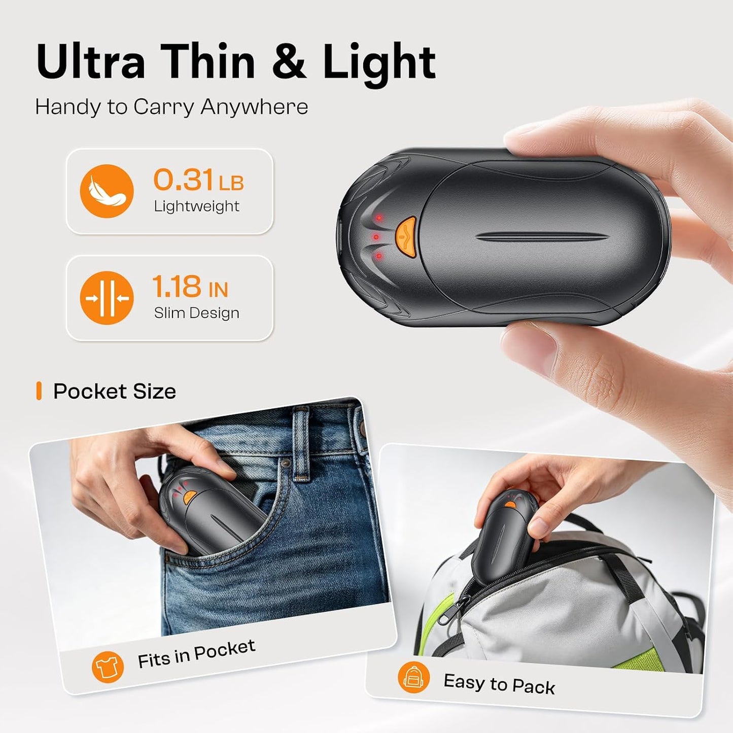POMPONGO Hand Warmers Rechargeable 2 Pack, Smart Hand Warmer Max. 20Hrs Heat, 3 Levels 108-131°F, Hunting Gear, Golf Accessories, Stocking Stuffers for Men Women, Christmas Men Gifts