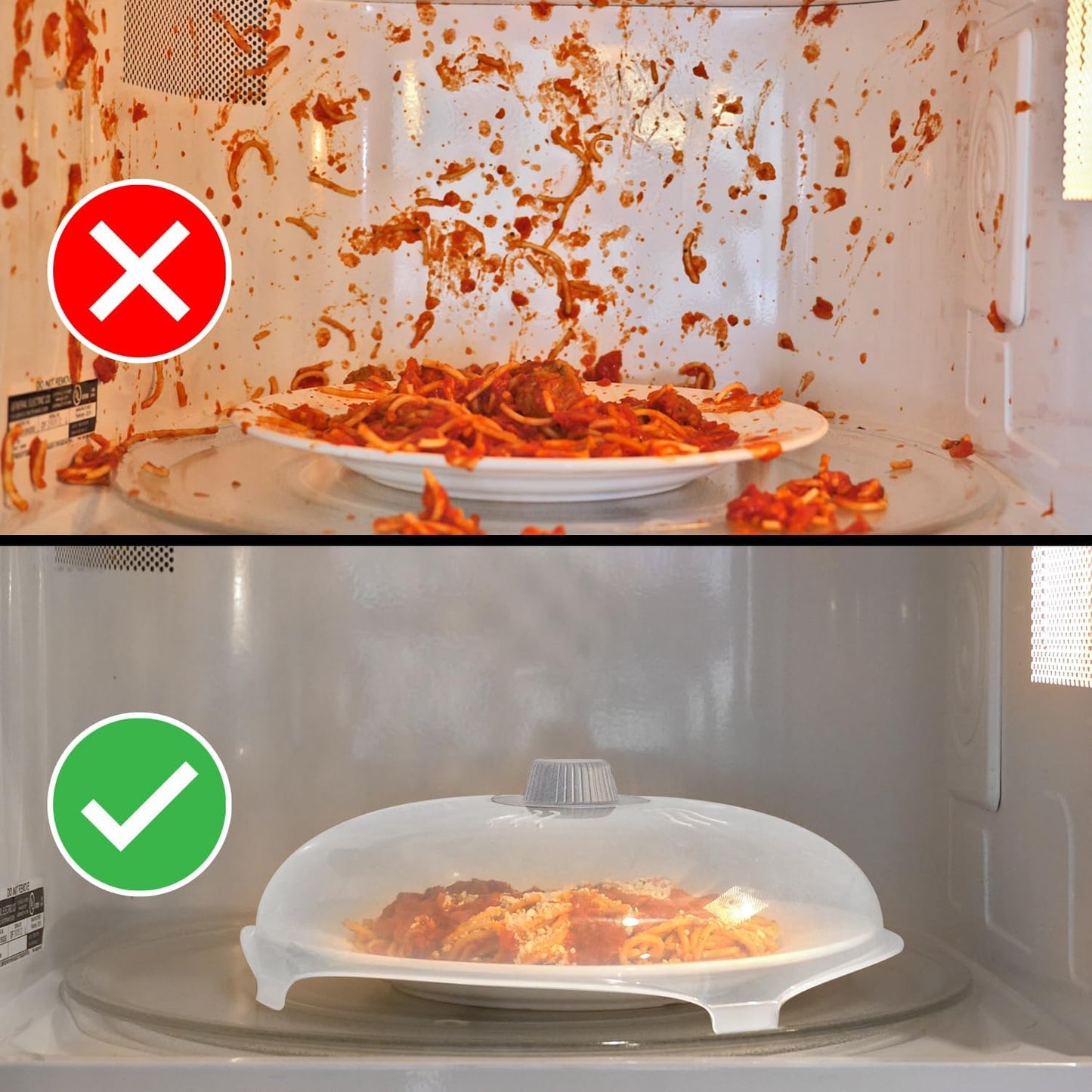 HOVER COVER Magnetic Microwave Splatter Cover for Food, 12-Inch - Black | Highest Power Magnetic Grip, BPA-Free Food Lid, Upgraded Handle, Vented Plate Guard, Dishwasher Safe, Space-Saving Storage