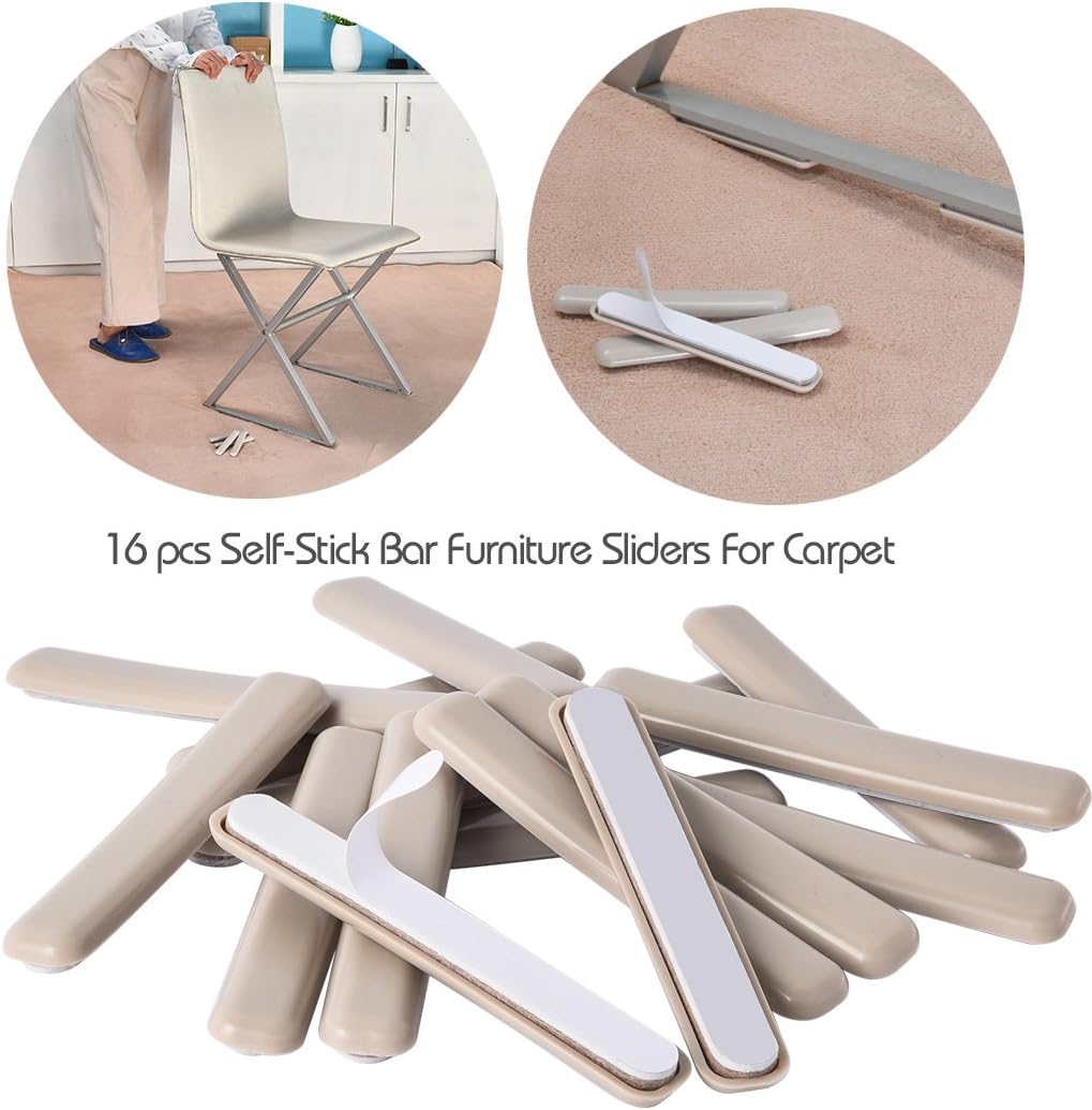 Ezprotekt Large Furniture Sliders for Carpet and Hardwood Floors, 8 Pack 9-1/2" x 5-3/4" Reusable Oval Heavy Duty Furniture Moving Pads, 4 Pcs Hard Floor Felt Sliders+4 Pcs Carpet Sliders (Beige)