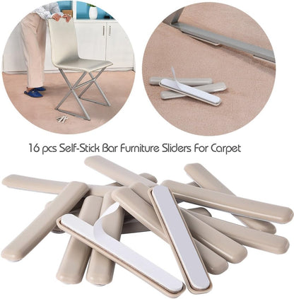 Ezprotekt Large Furniture Sliders for Carpet and Hardwood Floors, 8 Pack 9-1/2" x 5-3/4" Reusable Oval Heavy Duty Furniture Moving Pads, 4 Pcs Hard Floor Felt Sliders+4 Pcs Carpet Sliders (Beige)