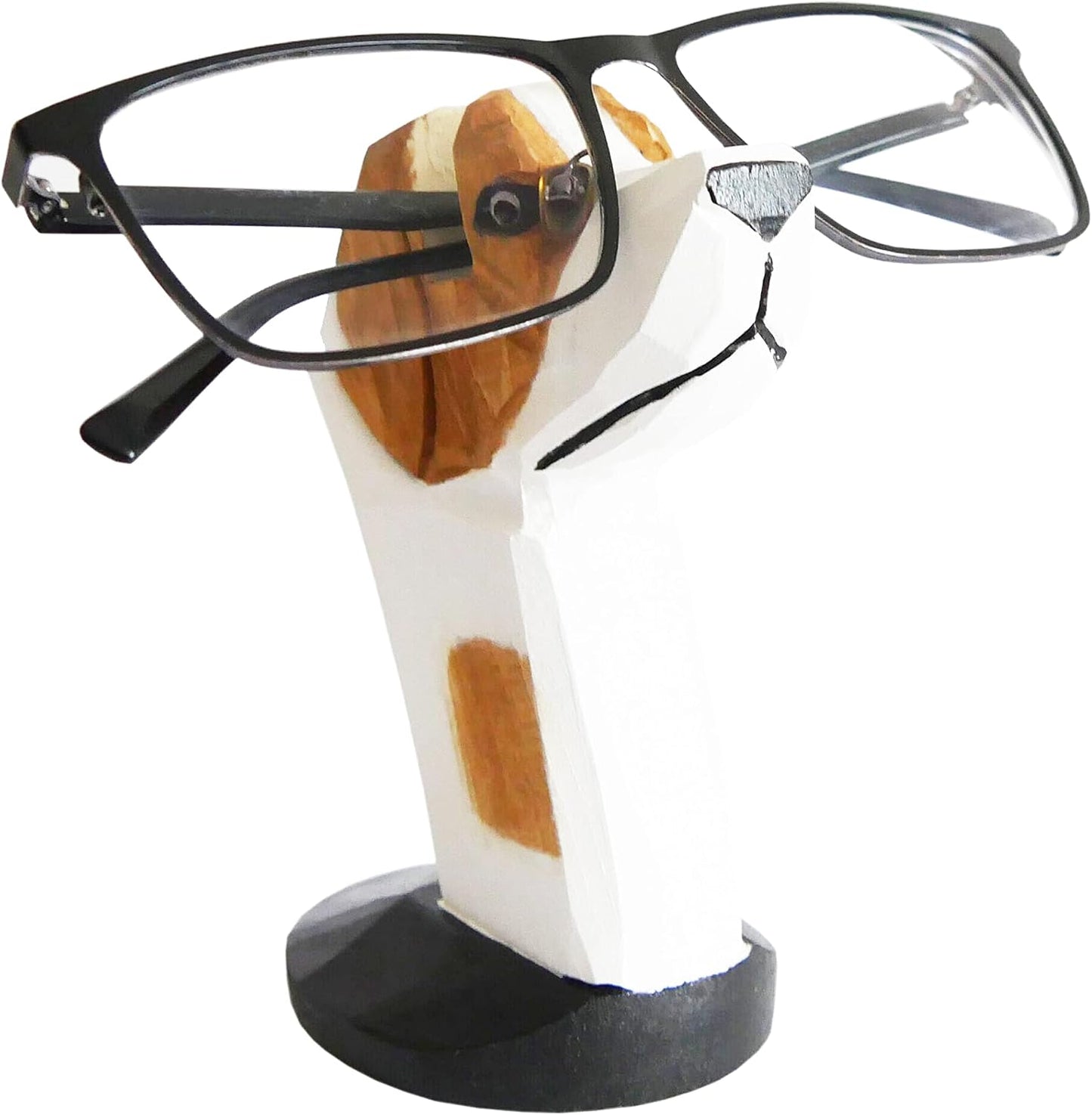 Red Dollar Handmade Wood Carved Animal Eyeglass Holder, Cute Sunglasses Display Stand, Nightstand Home Office Desk Decor, Christmas Holiday New Year Business Gift for Men Women Adults (Dog)
