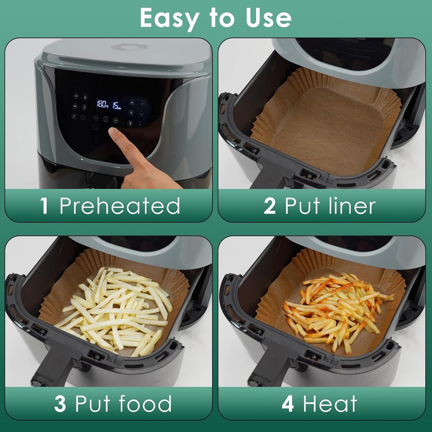 Vailnd 100Pcs Small 4.7 Inch Square Air Fryer Liners Disposable for 1-2 Qt | Non-stick, Oil-proof Parchment Paper fir for CHEFMAN, Food-grade Baking Paper Sheets for Mini Airfryer Basket