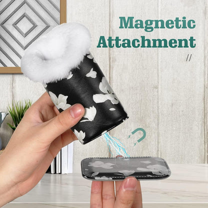MoKo Eyeglasses Holder, Modern Velvet Plush Lined PU Leather Household Magnetic Holder Protective