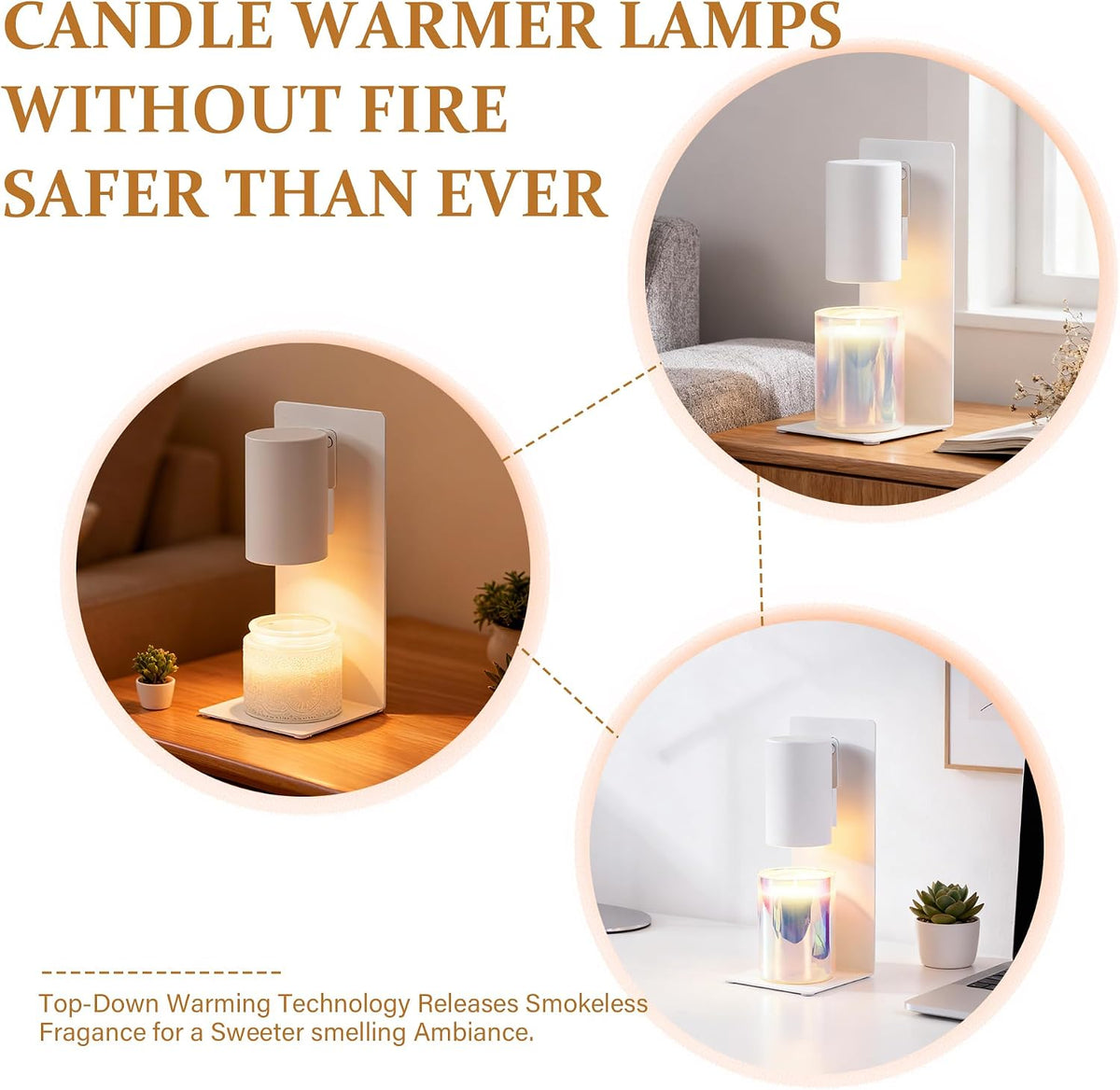 MOAFINA White Candle Warmer Lamp with Timer,Height Adjustable Dimmable