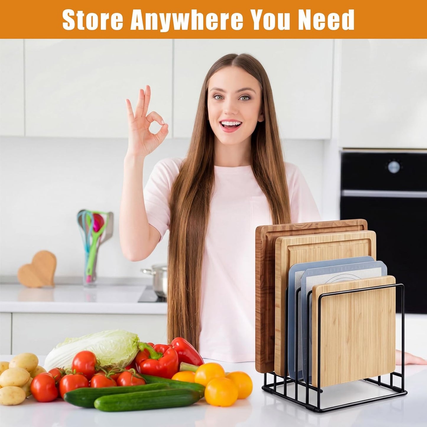 6 Pack Baking Sheet Organizer Rack Kitchen Cabinet Organizer 5 Slot Heavy-duty Metal Cookie Sheet for Cutting Board Storage Plate Bakeware Holder Tray Rack for Cabinets Countertop