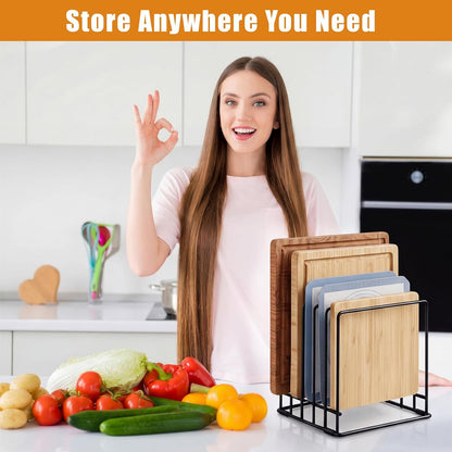 6 Pack Baking Sheet Organizer Rack Kitchen Cabinet Organizer 5 Slot Heavy-duty Metal Cookie Sheet for Cutting Board Storage Plate Bakeware Holder Tray Rack for Cabinets Countertop