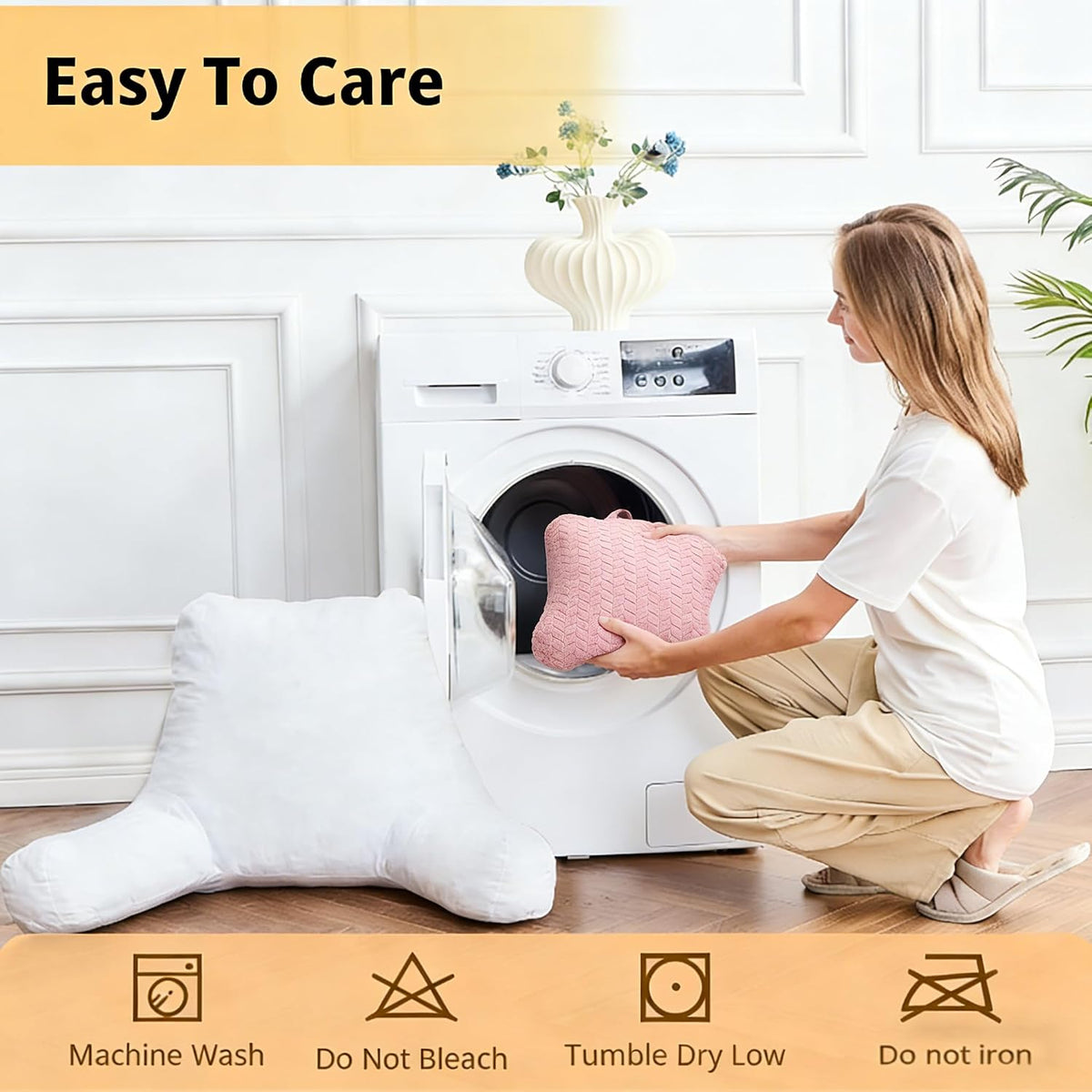 Black Bed Reading Pillow for Adults, Memory Foam Backrest Pillow with Armrests for Sitting Up in Bed, Back & Arm Support, Removable Washable Pillowcase for Sofa Seats