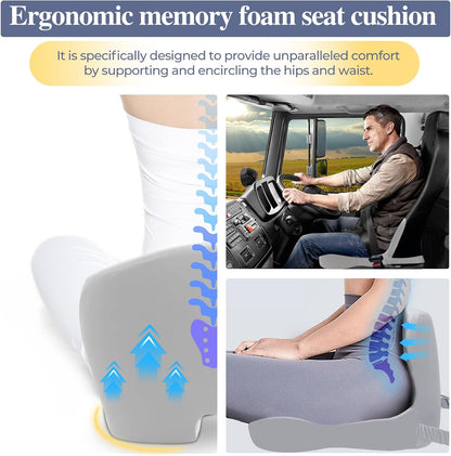Car Seat Cushion with Lumbar Support Pillow, Seat Cushion for Driving