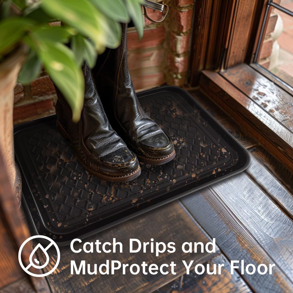 Boot Tray for Entryway, 3 Pack Waterproof Shoe Trays for Indoor Outdoor Use 20"x15" Durable Shoe Mat with Raised Edge, Non-Slip Tray for Boots, Pets, Garden & Muddy Shoes