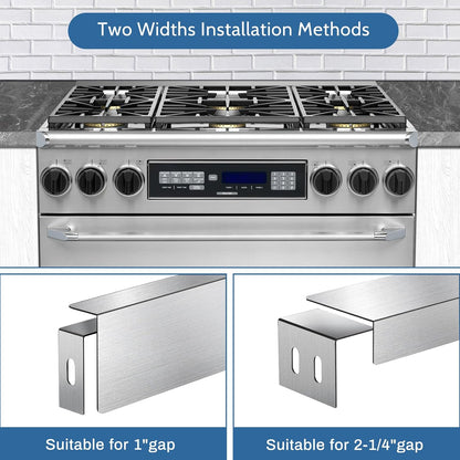 30" Slide-in Range Rear Filler Kit with 2PCS Silicone Stove Gap Covers | W10113901A, Cooktop Trim Kit Between Stove and Backsplash for Whirlpool & Most Brand, Heat Resistant, Stainless Steel, Black
