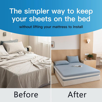 Bed Sheet Holder Straps Reliable Sheet Hold Fitted Sheet Strap for Firm & Tight, Elastic 2 Inch Wide Mattress Strap Hold Sheets On Place for Twin&Full Size Mattress (White, 13 FT)
