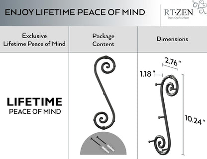 Farmhouse Small Key Holder for Wall, Wrought Iron Wall Mount Rack | Handcrafted Swirl Decorative, 5 Key Hooks for Home Entryway, Purse, Coat and Leash Holder or Organizer (Classic Black)