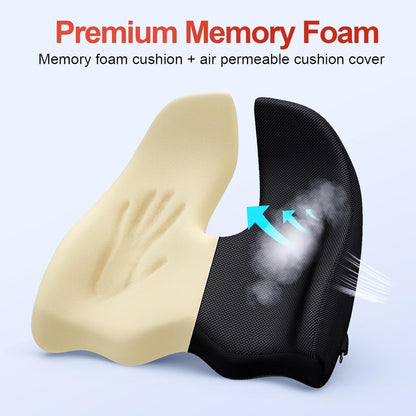 Benazcap Large Ergonomic Seat Cushion Relieves Sciatica & Tailbone Pain