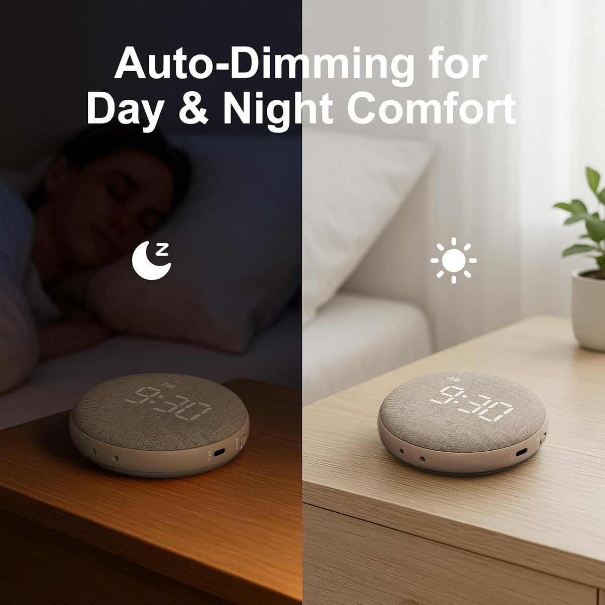 REACHER Travel Vibrating Alarm Clock for Heavy Sleepers, Dual Alarm