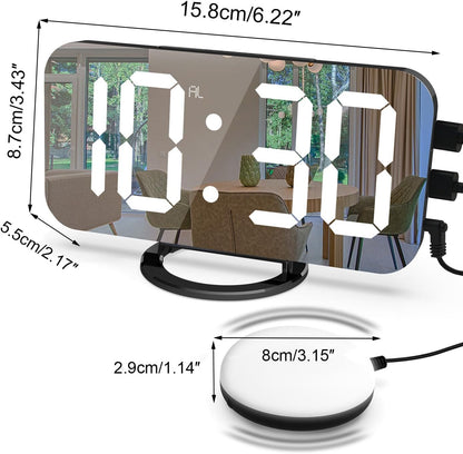 Digital Vibration Alarm Clock with Loud Sound 12/24 Hour Bed Shaker Auto-Dimming Night Light Snooze Memory Function for Heavy Sleepers Bedroom Home