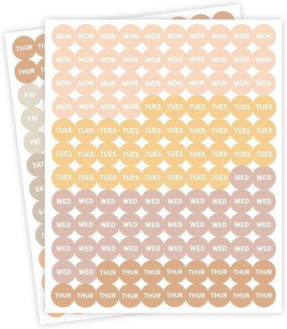 Andaz Press Colorful 7 Days of Week Stickers, Day Week Calendar Stickers for Adults Planner Day Dots Food Labels for Food Containers Date Calendar Planner Stickers Week Day Sticker Labels, 480-Pack